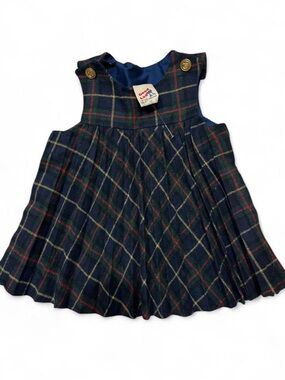 Good Lad Navy Green Red Plaid Girls Pinafore Dress
